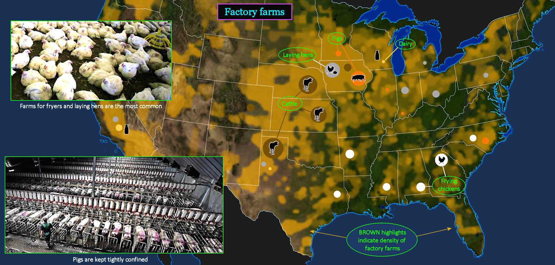 Factory farms, 2010s map